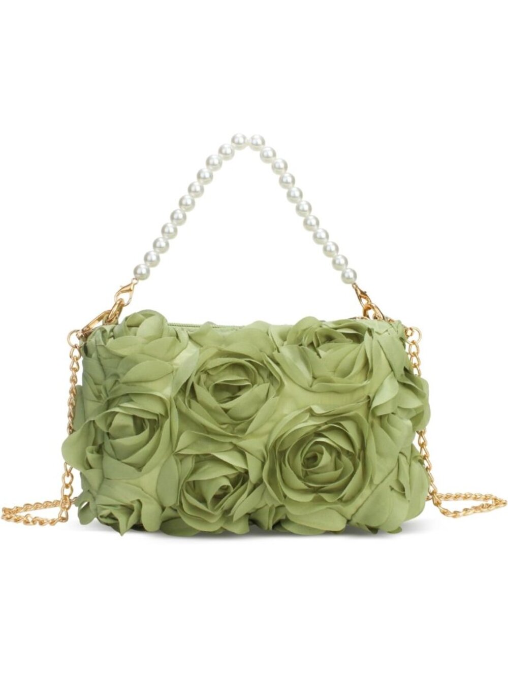 Chic 3D Floral Evening Clutch, Pearl Beaded Handbag for Wedding & Party